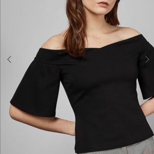 Ted Baker Black and rose gold off shoulder top